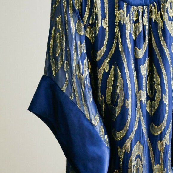 Halston  Heritage Silk and Gold Metallic Top - Picture 7 of 10